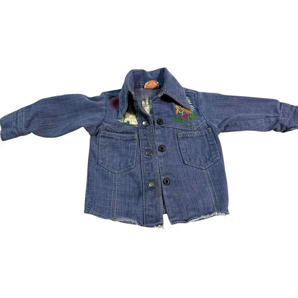 Vintage Denim Jacket‎ Kids Embroidered Western Tipi Indian Sun Toddler size 2
